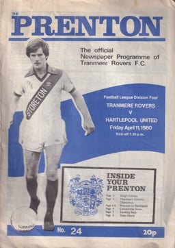 Tranmere Rovers v Hartlepool United Match Programme 1980-04-11